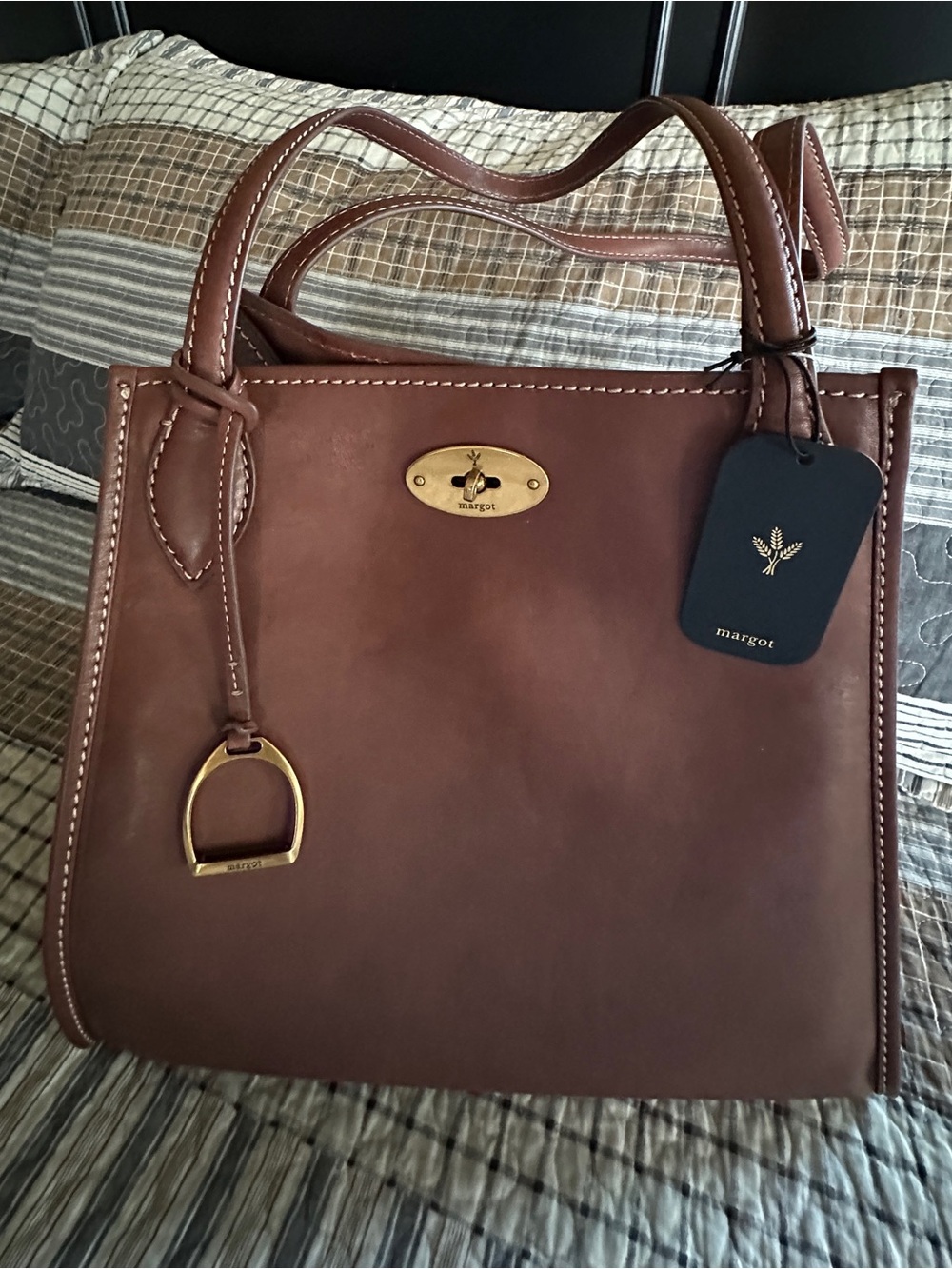 Margo New York Phoebe Leather Tote Bag in Cognac - Picture 2 of 11